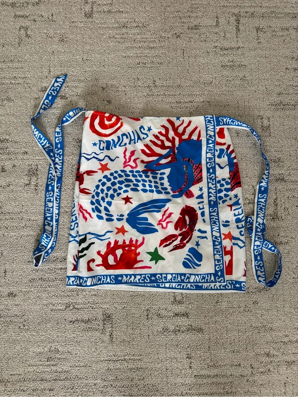 Print Mini Skirt — Blue & Red Sea Motif